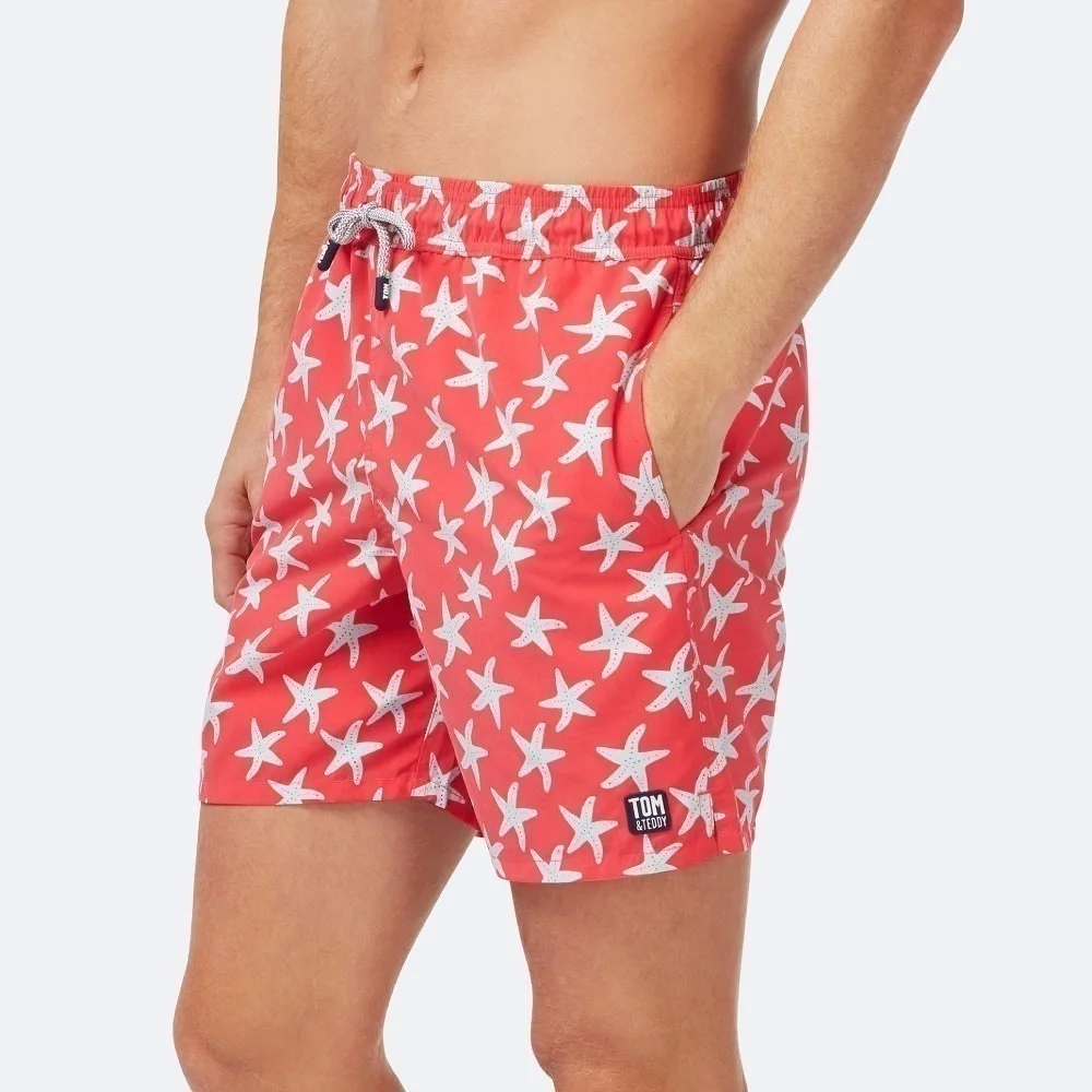 Tom & Teddy Rose & Blue Starfish Print Swim Trunks Size‎ XL Men